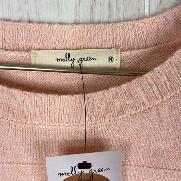 Molly Green Sweater Pink Crew Neck Size Medium NWT - Picture 2 of 6